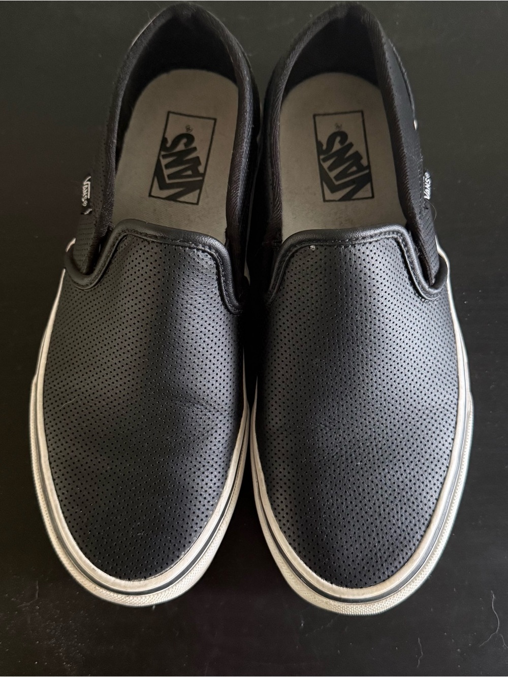 Vans Black Perforated Leather Slip-On Loafers